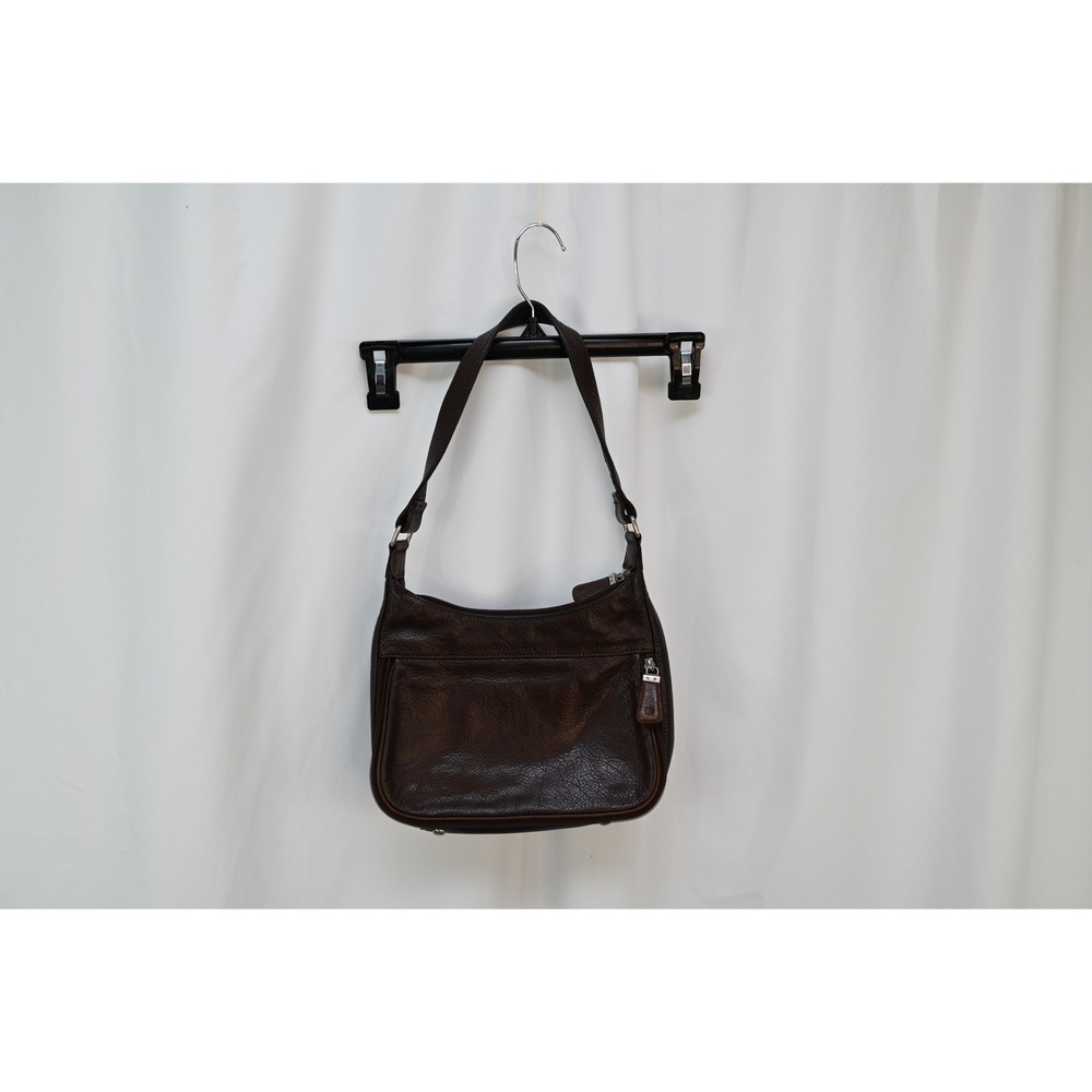 Fossil Brown Leather Organizer Shoulder Bag Hobo Purse 75082